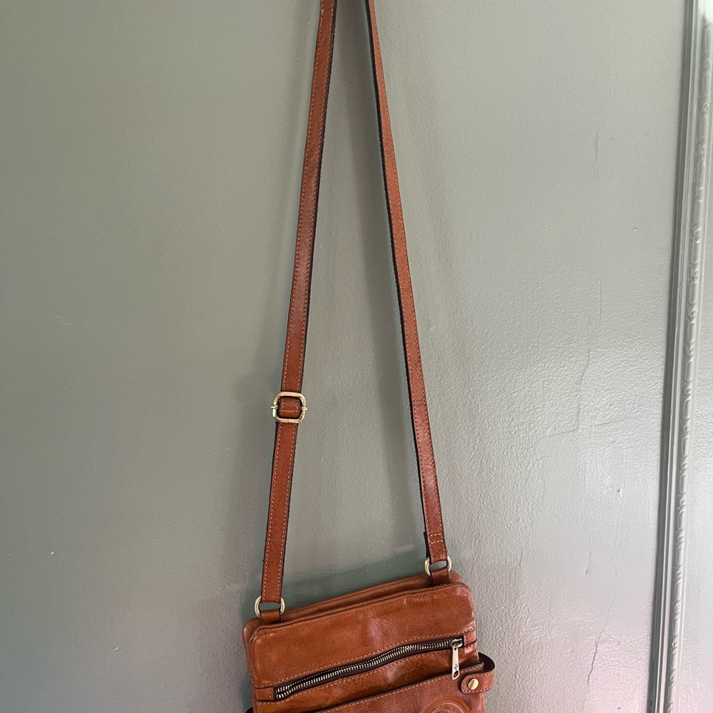 Patricia Nash Tan Leather Messenger Bag
